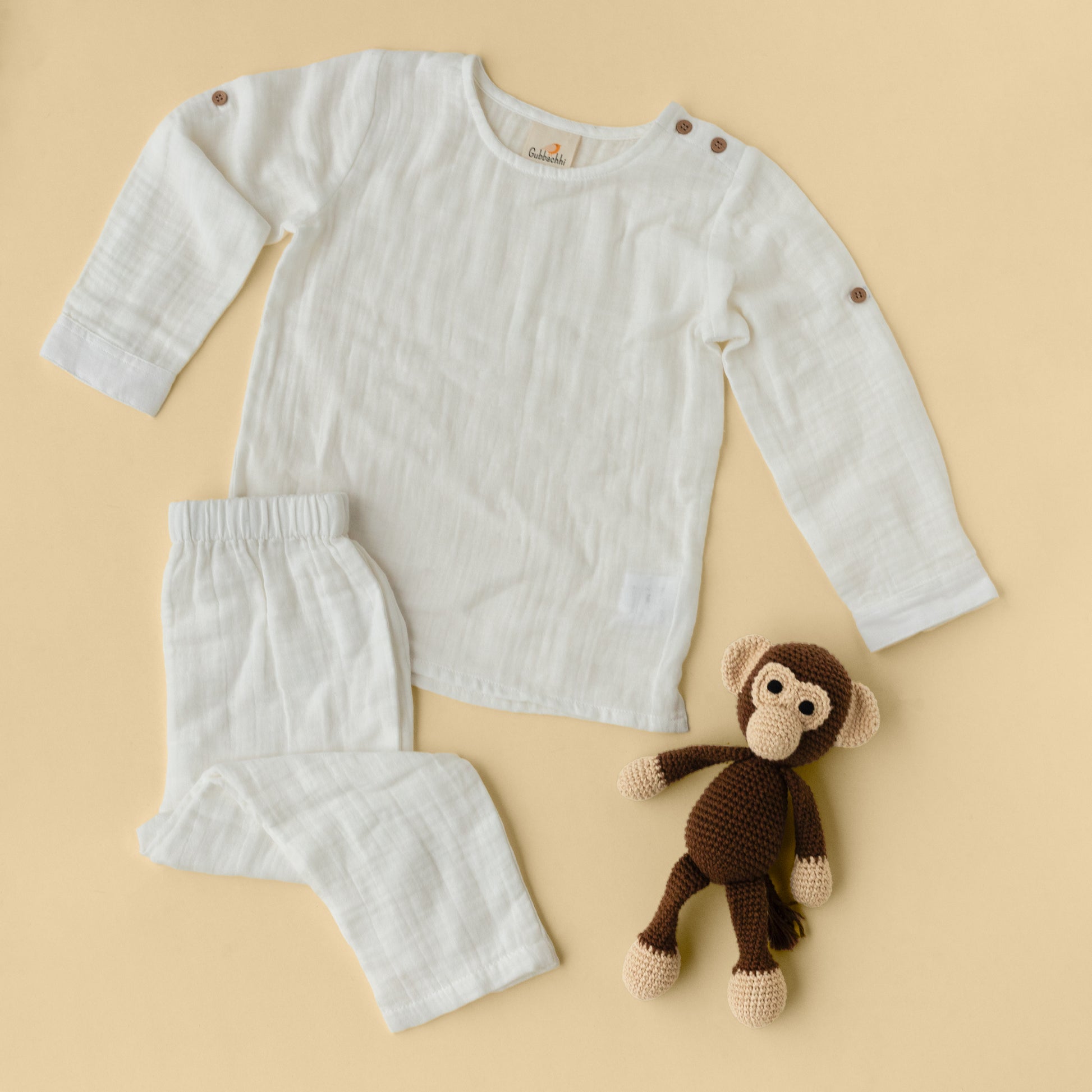 MAAKAD SOFT TOY WITH CREAM PAJAMA - GUBBACHHI
