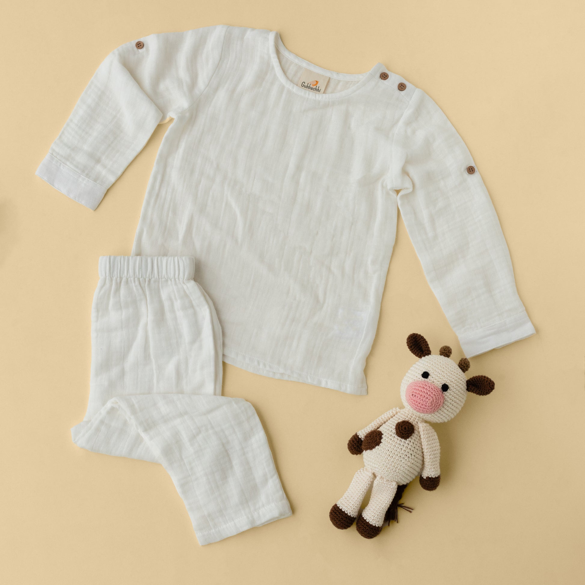 AMBA SOFT TOY WITH CREAM PAJAMA - GUBBACHHI