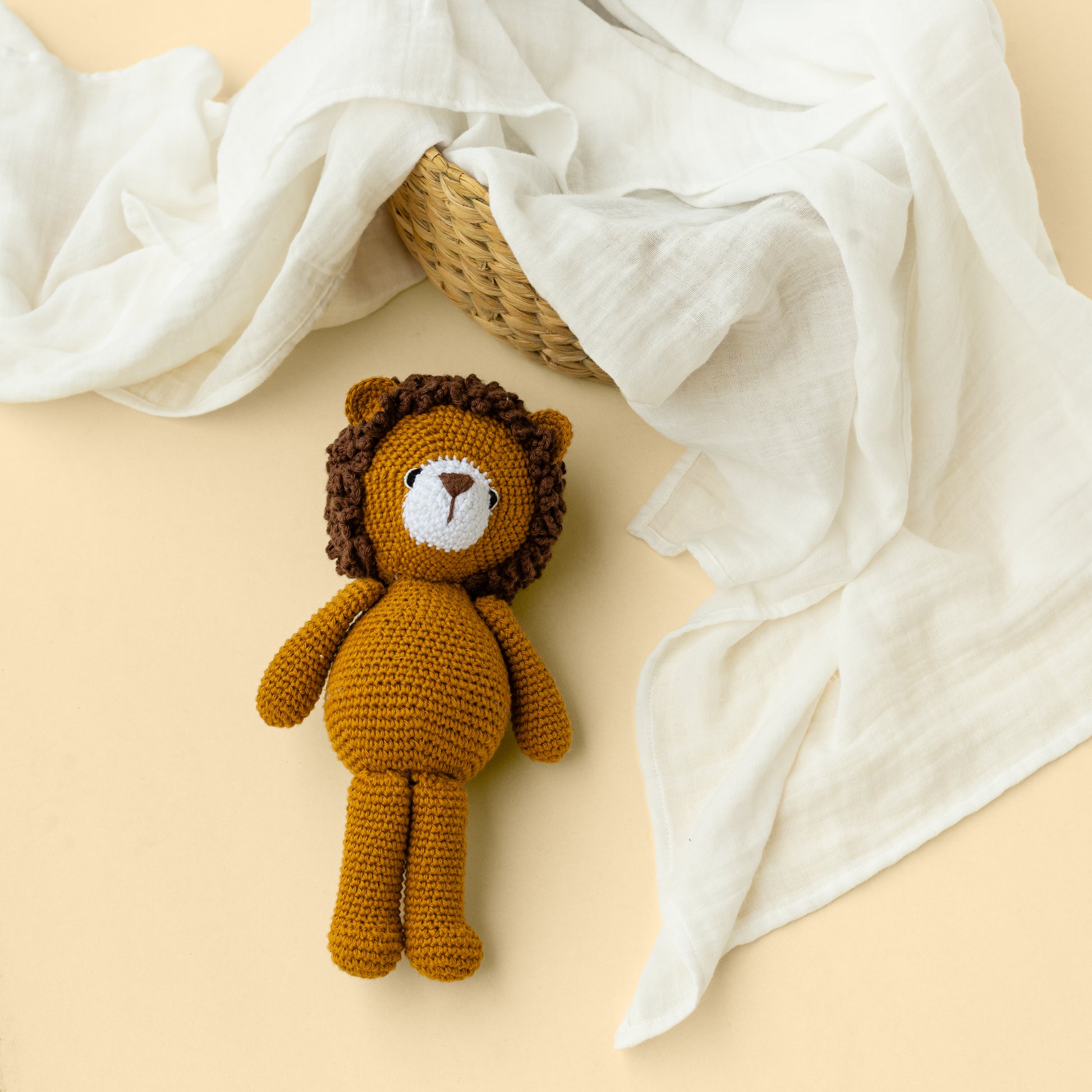 SIMHA SOFT TOY WITH CREAM SWADDLE - GUBBACHHI