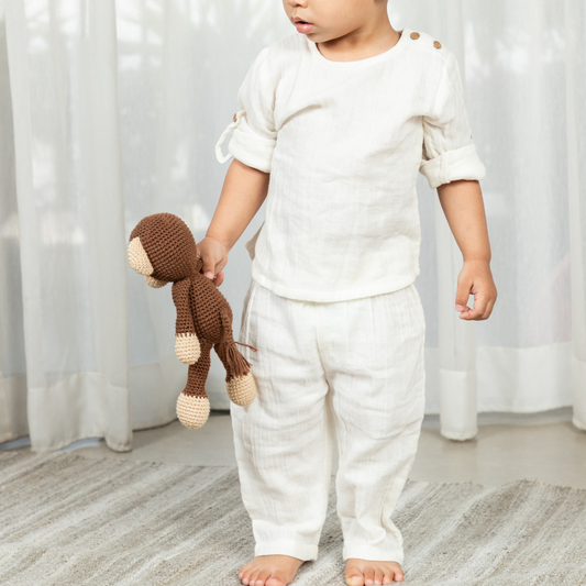 MUSLIN PAJAMA SET -  CREAM - GUBBACHHI