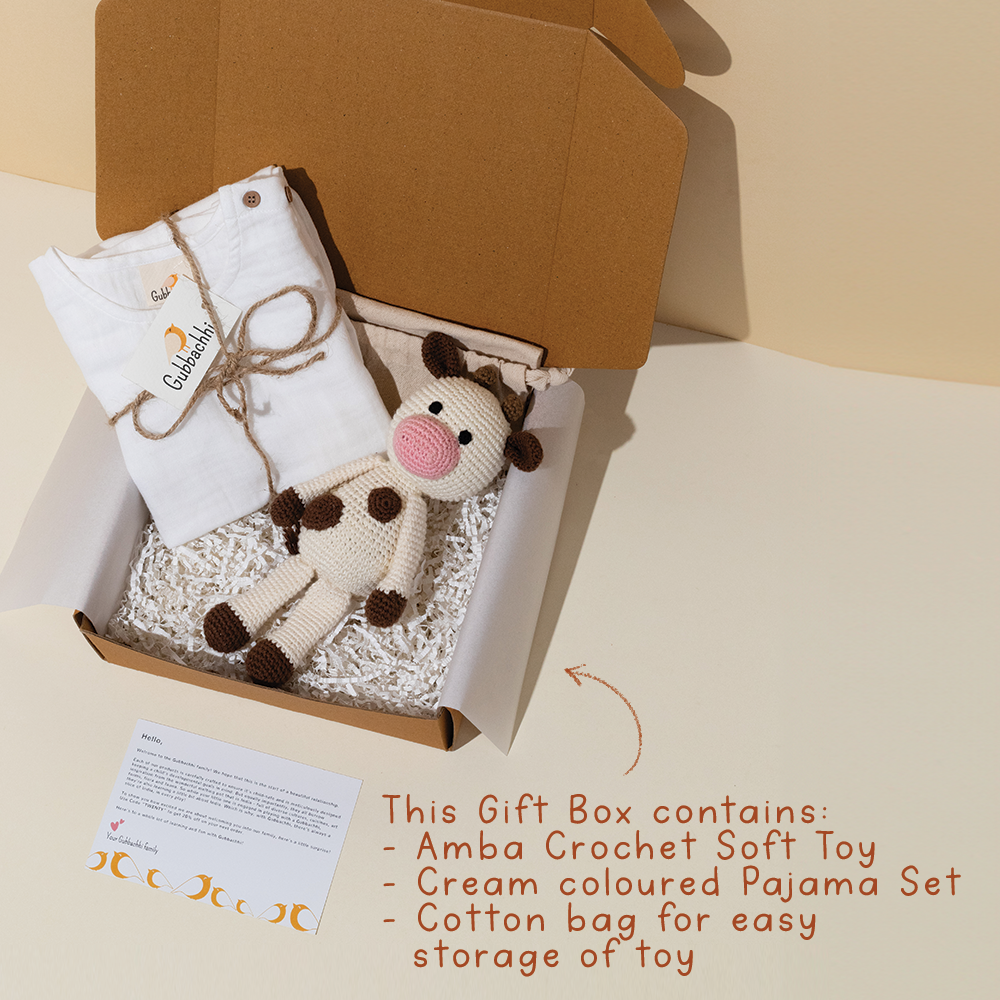AMBA SOFT TOY WITH CREAM PAJAMA - GUBBACHHI