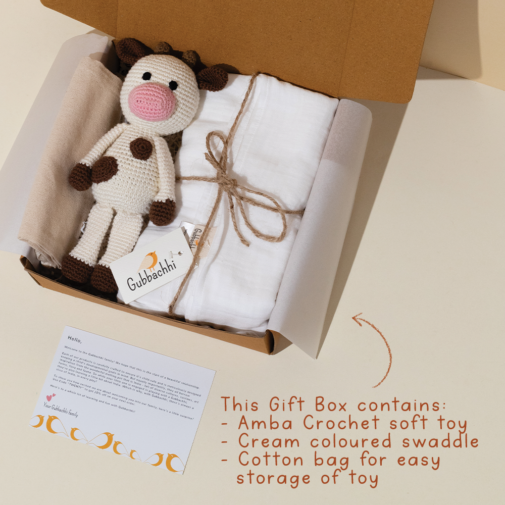 AMBA SOFT TOY WITH CREAM SWADDLE - GUBBACHHI