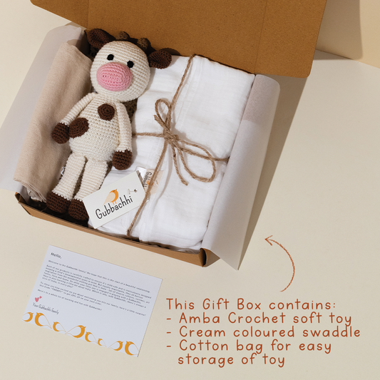 AMBA SOFT TOY WITH CREAM SWADDLE - GUBBACHHI