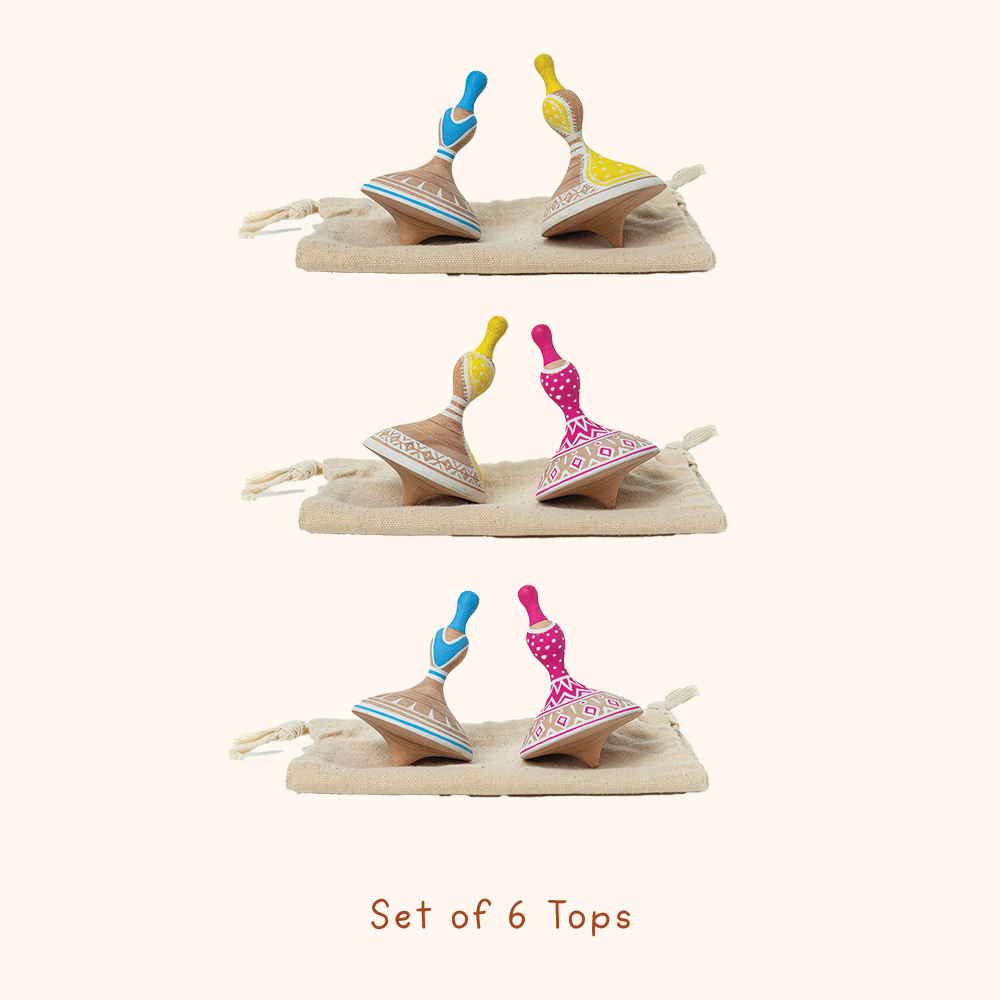 NRITYA - SET OF 6 WOODEN TOPS - GUBBACHHI