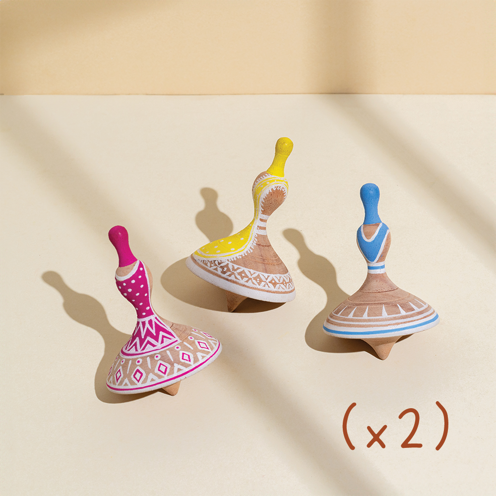 NRITYA - SET OF 6 WOODEN TOPS - GUBBACHHI