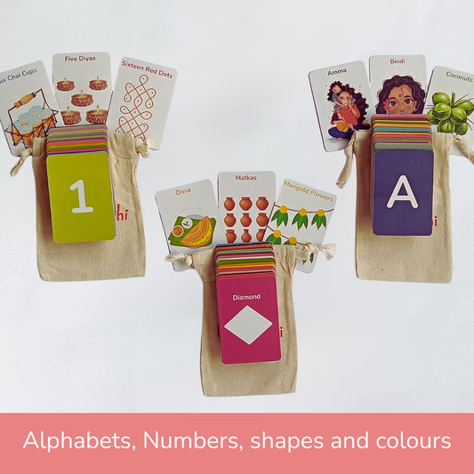 My first flashcards - Combo of 3 - Alphabets, numbers, shapes and colors