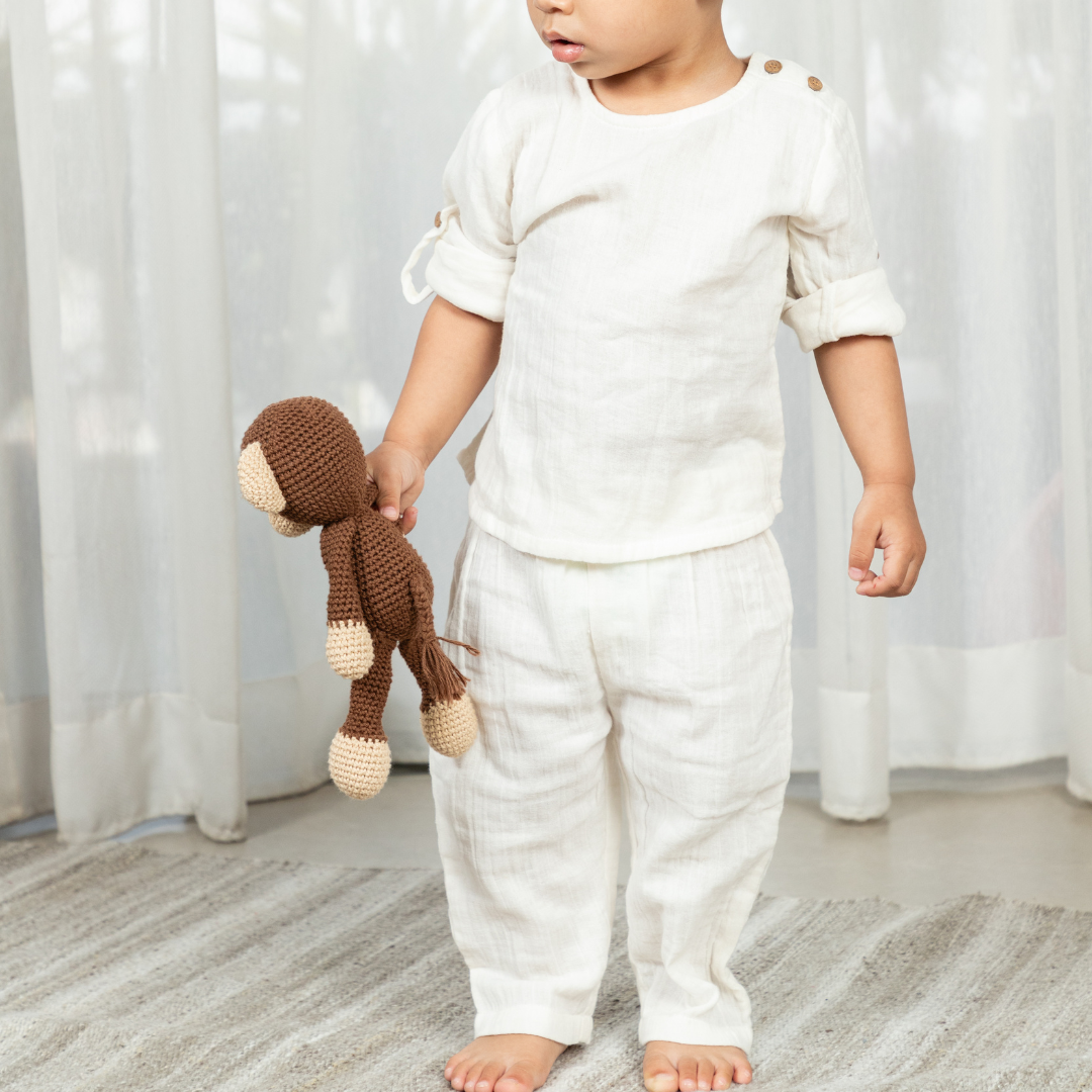 MUSLIN PAJAMA SET -  CREAM