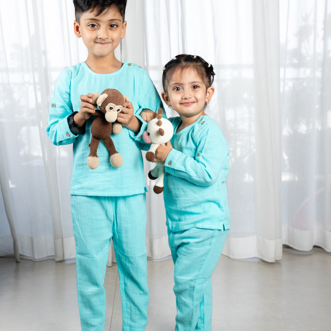 MUSLIN PAJAMA SET - BLUE