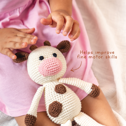 AMBA RATTLE & SOFT TOY WITH CREAM SWADDLE