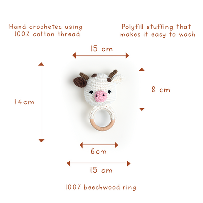 AMBA RATTLE & SOFT TOY WITH CREAM SWADDLE