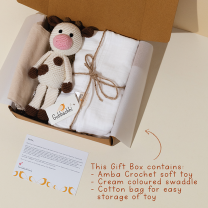 AMBA SOFT TOY WITH CREAM SWADDLE